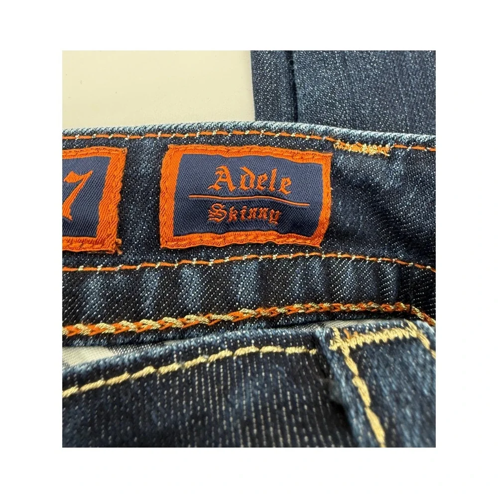 Rock Revival Jeans Womens 27 Blue Adele Skinny Dark Wash Embroidered Denim Pants - Picture 5 of 12